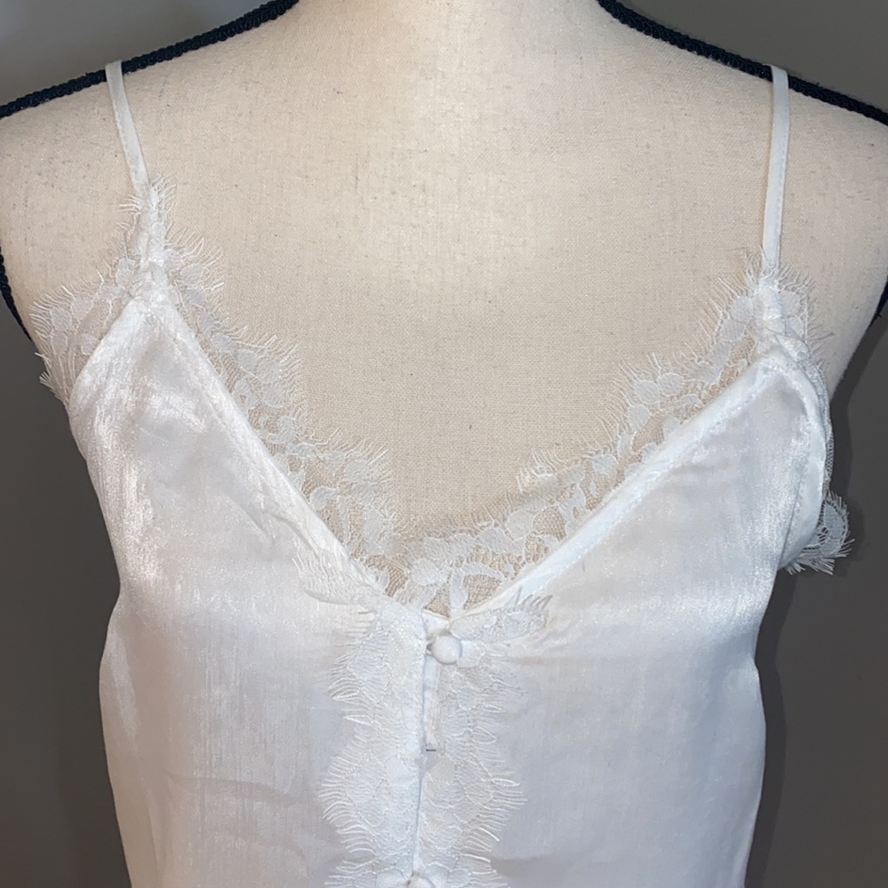 Laced Spaghetti Strap Button-Up Tank